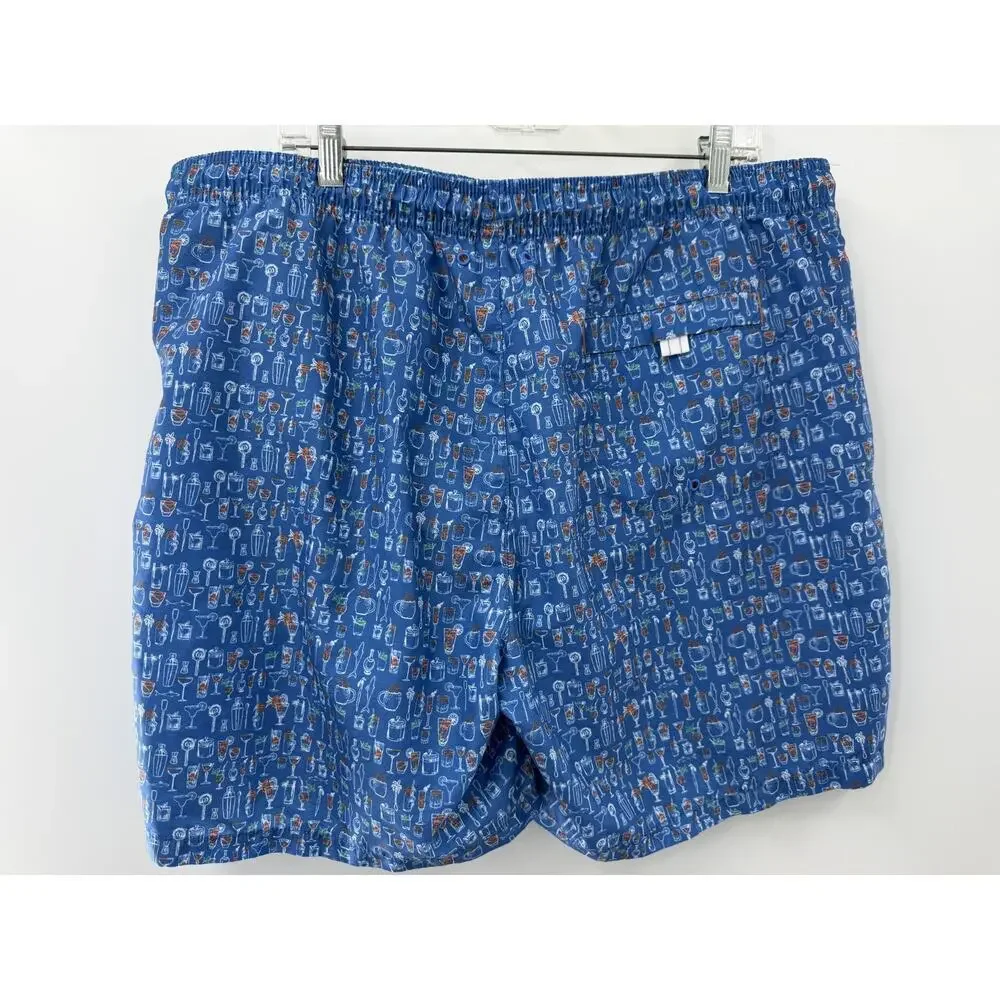Tommy Bahama Men's Multi Blue White & Orange Beverage Print Swim Trunks Sz XXL